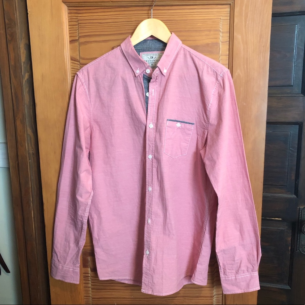 Pink Button-Down Shirt w/ Grey Accents